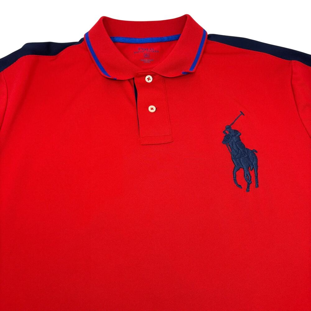 Polo Ralph Lauren Mens XL Red Blue White Short Sleeve Big Pony Polo Shirt